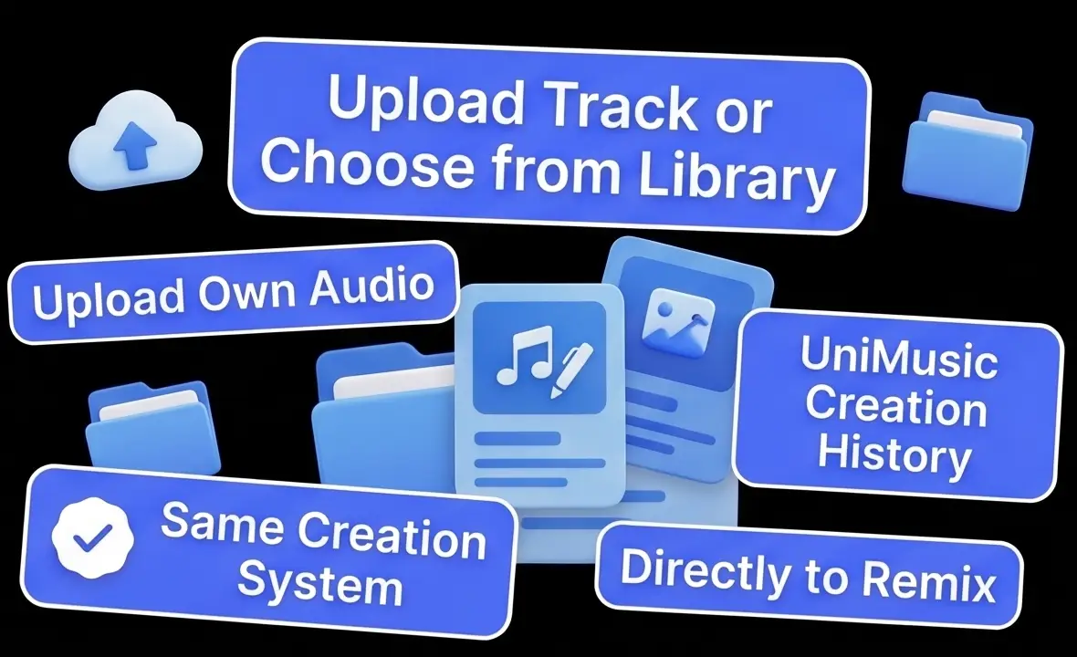 AI music remixer- upload your track or choose from library