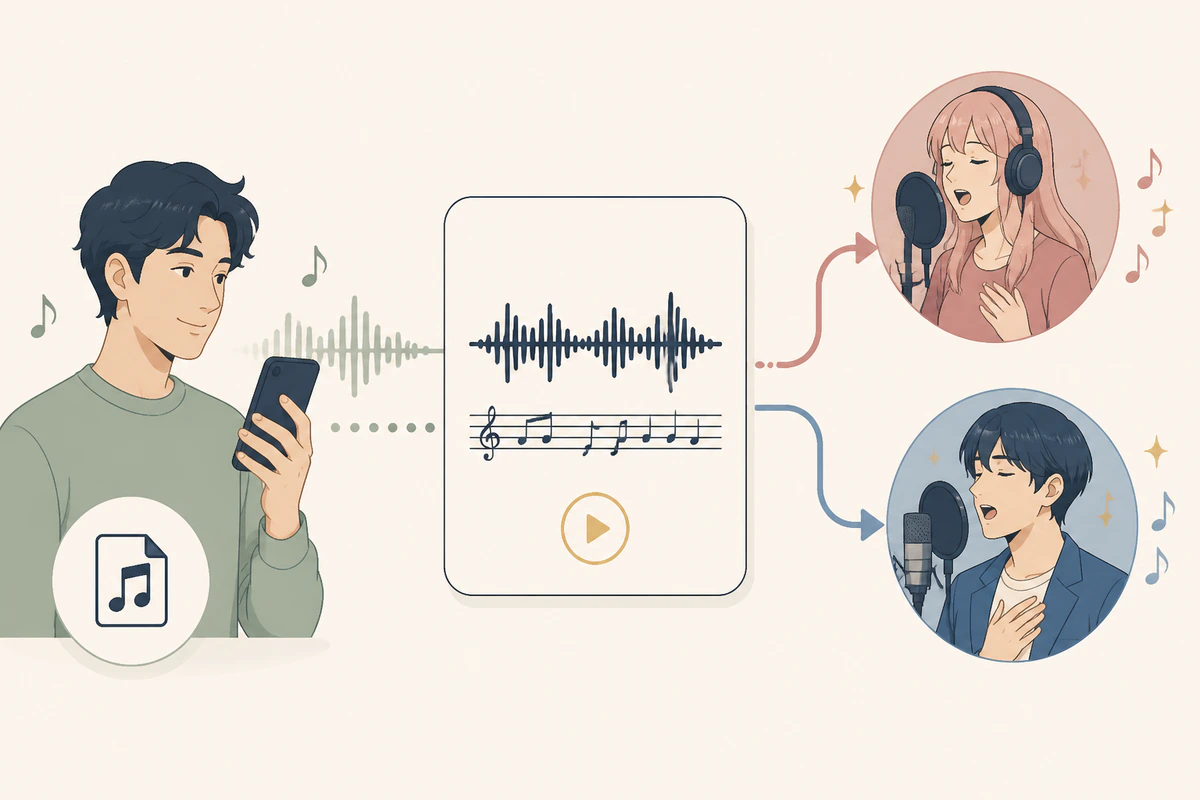 AI song cover 手持ちの曲をそのままカバーできます