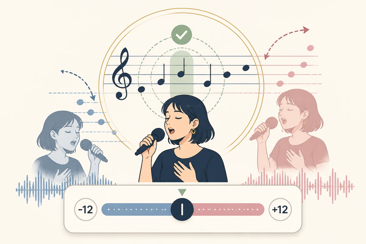 AI song cover 曲に合わせて声のキーを調整